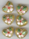6 13mm Gold Cloisonné Hearts
